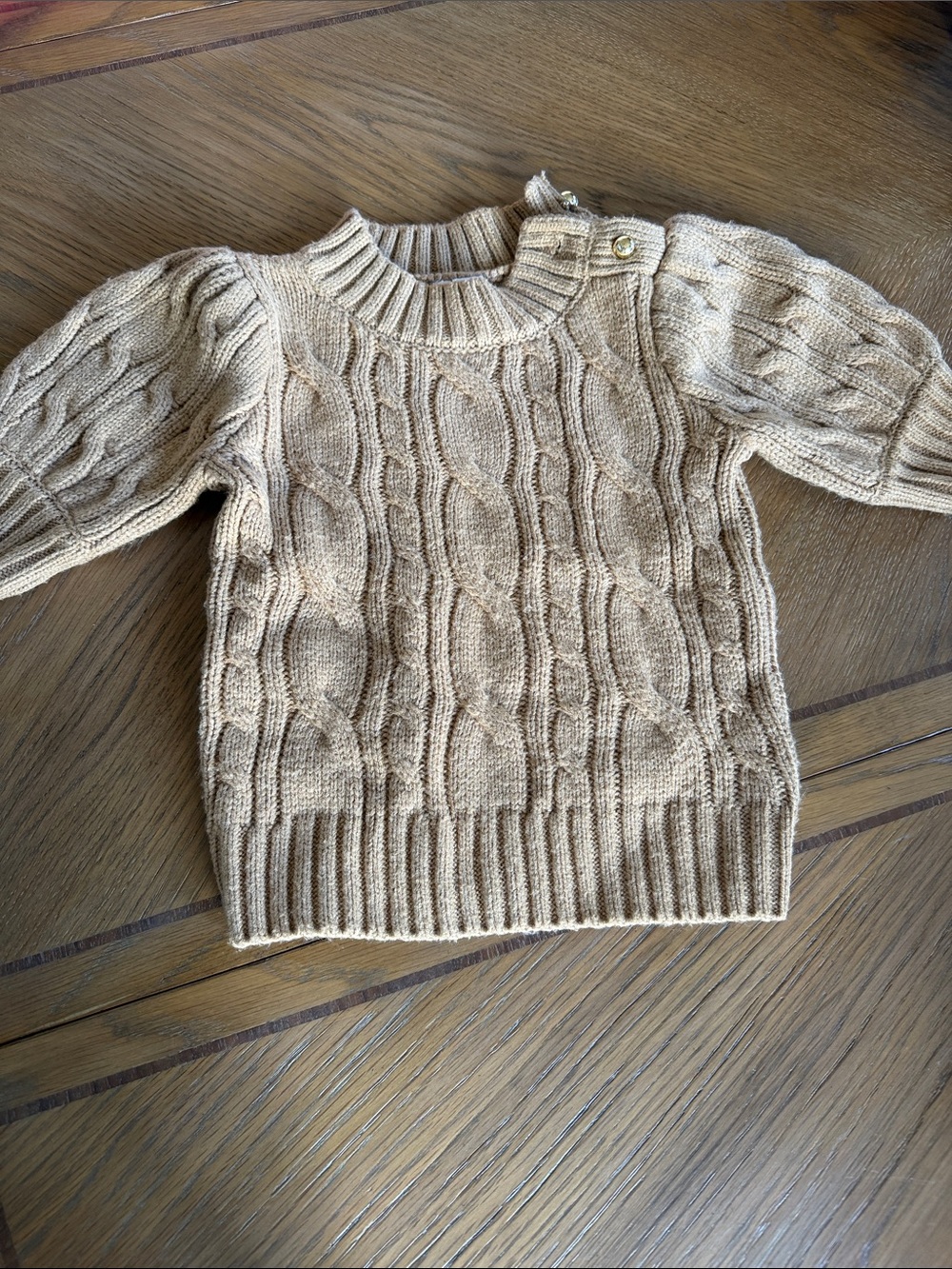 Janie & Jack Kids Classic Cable Knit Crewneck Sweater - Light Brown